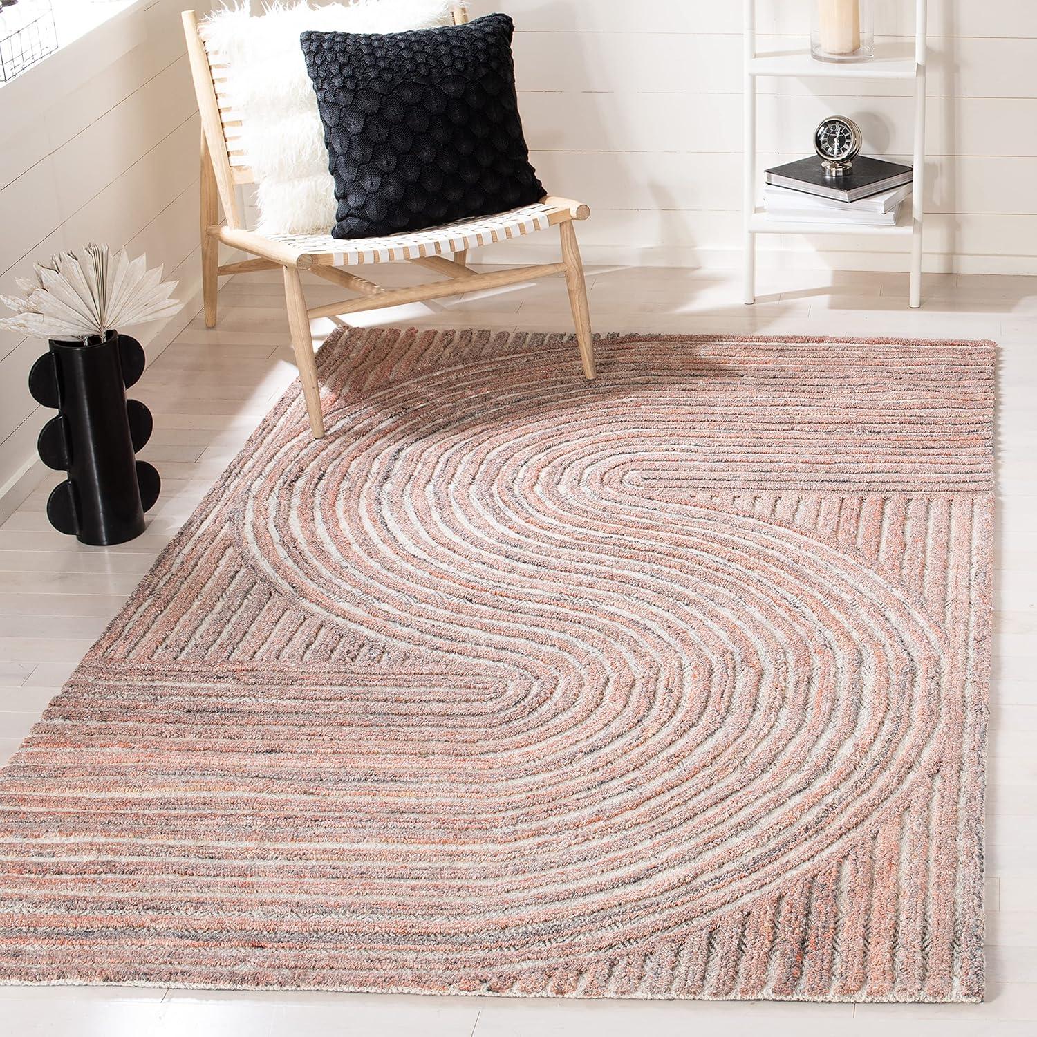 image:imageSAFAVIEH South Hampton Collection 8 x 10 Beige SHA301B Handmade Abstract Wool Area RugRust