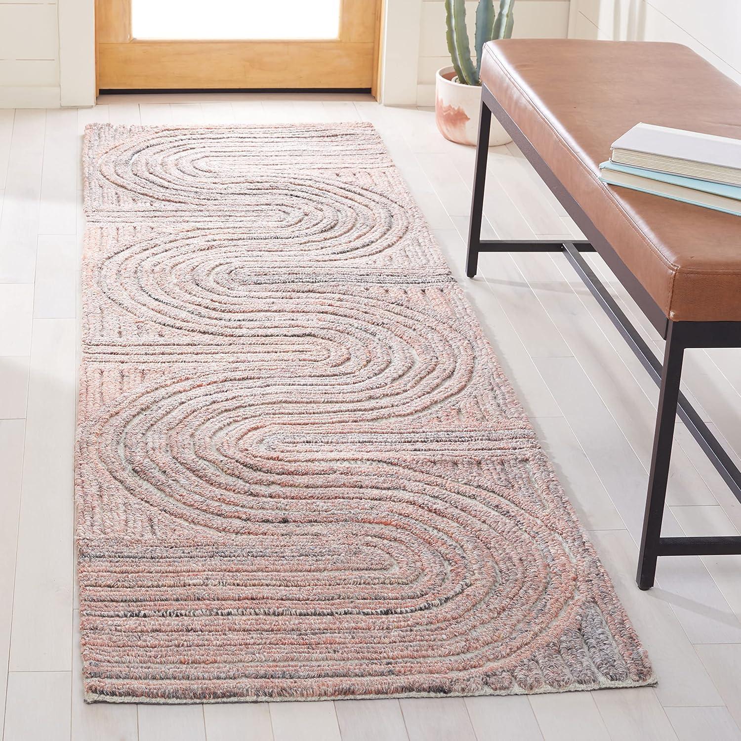 image:imageSAFAVIEH South Hampton Collection 8 x 10 Beige SHA301B Handmade Abstract Wool Area RugRust