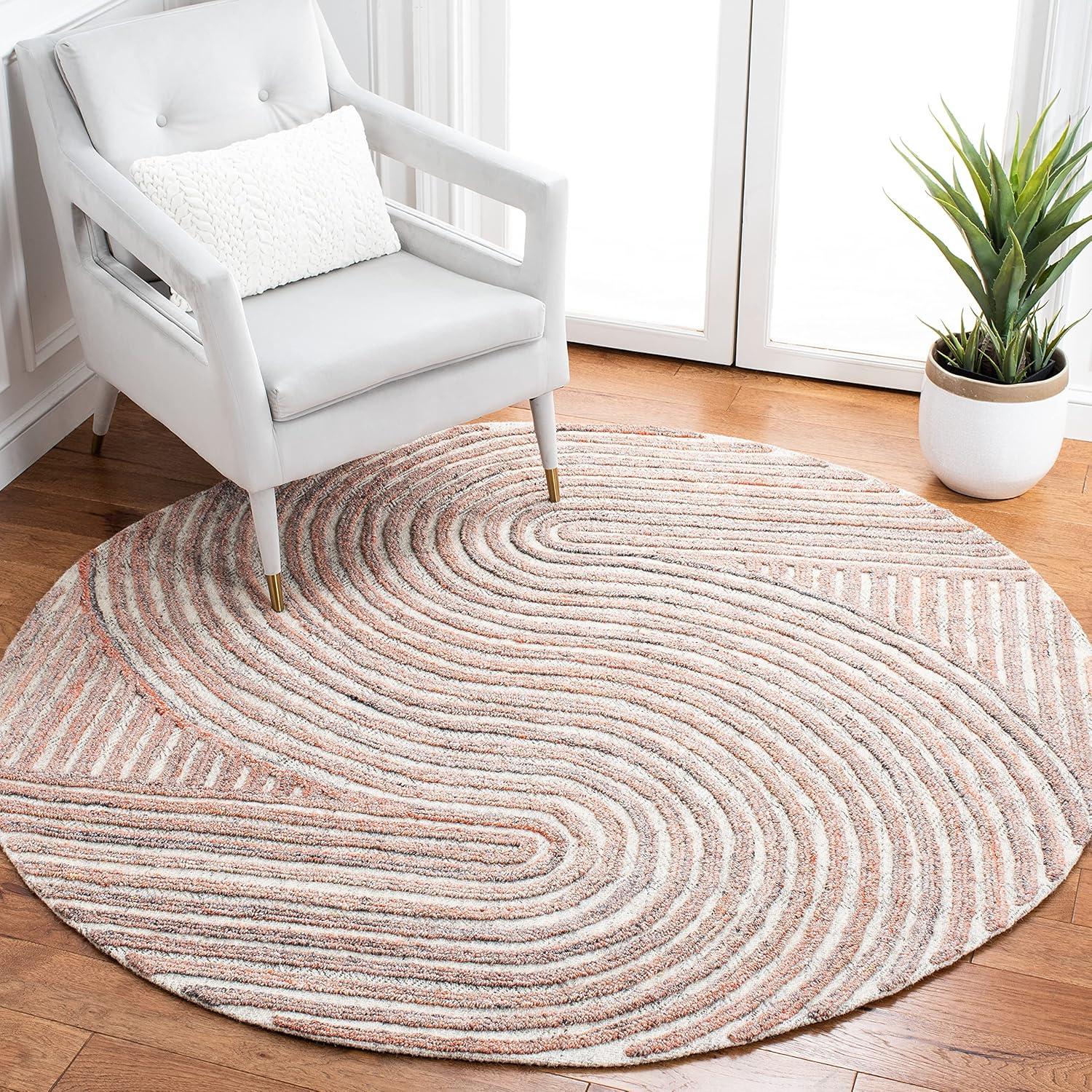 image:imageSAFAVIEH South Hampton Collection 8 x 10 Beige SHA301B Handmade Abstract Wool Area RugRust