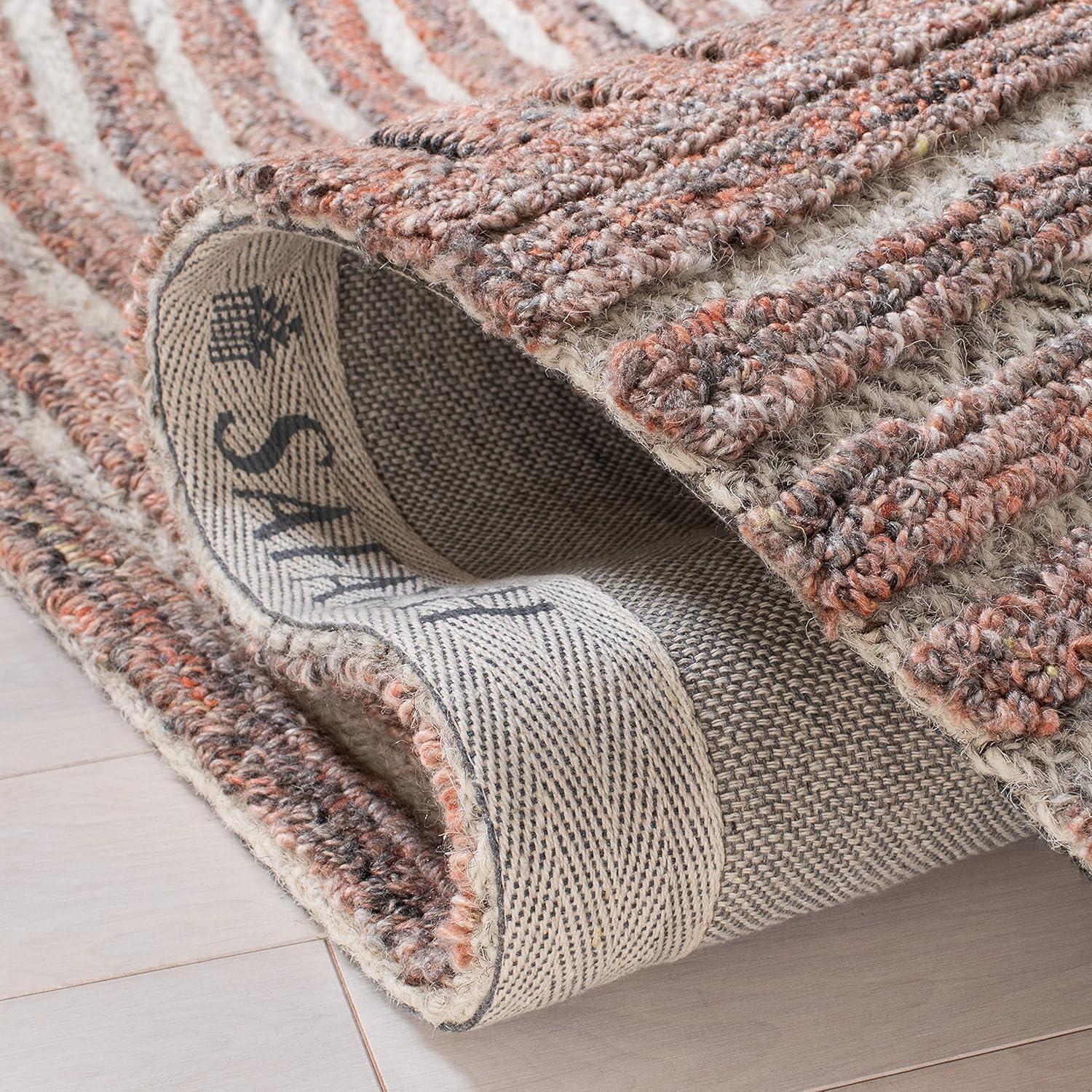 image:imageSAFAVIEH South Hampton Collection 8 x 10 Beige SHA301B Handmade Abstract Wool Area RugRust