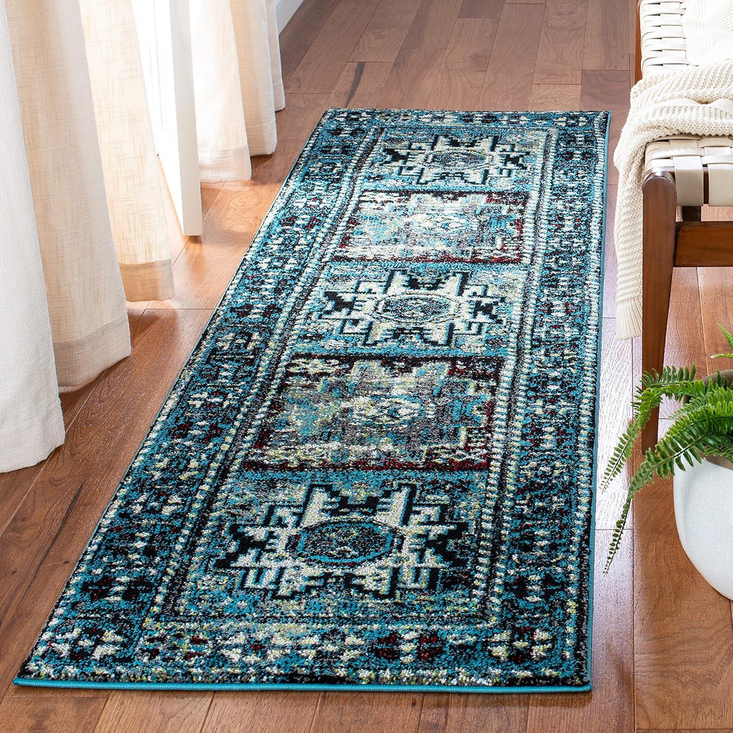 image:imageSAFAVIEH Vintage Hamadan Collection Area Rug 8 x 10 Red amp Multi Oriental Traditional Persian Design NonShedding amp Easy Care Ideal for High Traffic Areas in Living Room Bedroom VTH213ALight BlueBlack