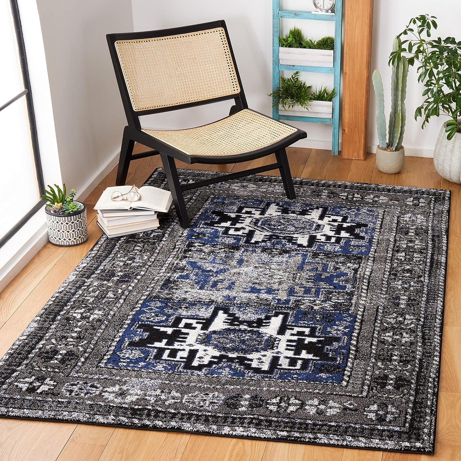image:imageSAFAVIEH Vintage Hamadan Collection Area Rug 8 x 10 Red amp Multi Oriental Traditional Persian Design NonShedding amp Easy Care Ideal for High Traffic Areas in Living Room Bedroom VTH213AGreyBlue