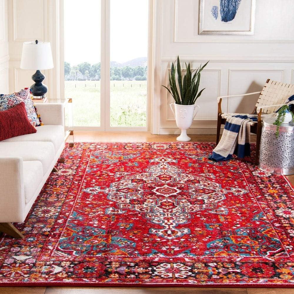 image:imageSAFAVIEH Vintage Hamadan Collection Area Rug 8 x 10 Red amp Multi Oriental Traditional Persian Design NonShedding amp Easy Care Ideal for High Traffic Areas in Living Room Bedroom VTH222ARedMulti