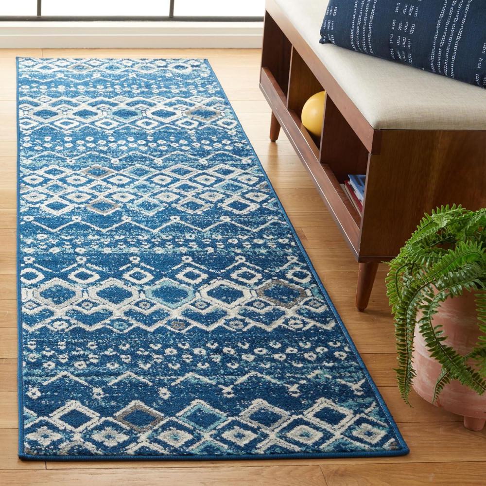 image:imageSAFAVIEH Amsterdam Collection Area Rug 8 x 10 Ivory amp Multi Moroccan Boho Design NonShedding amp Easy Care Ideal for High Traffic Areas in Living Room Bedroom AMS108KNavyBeige
