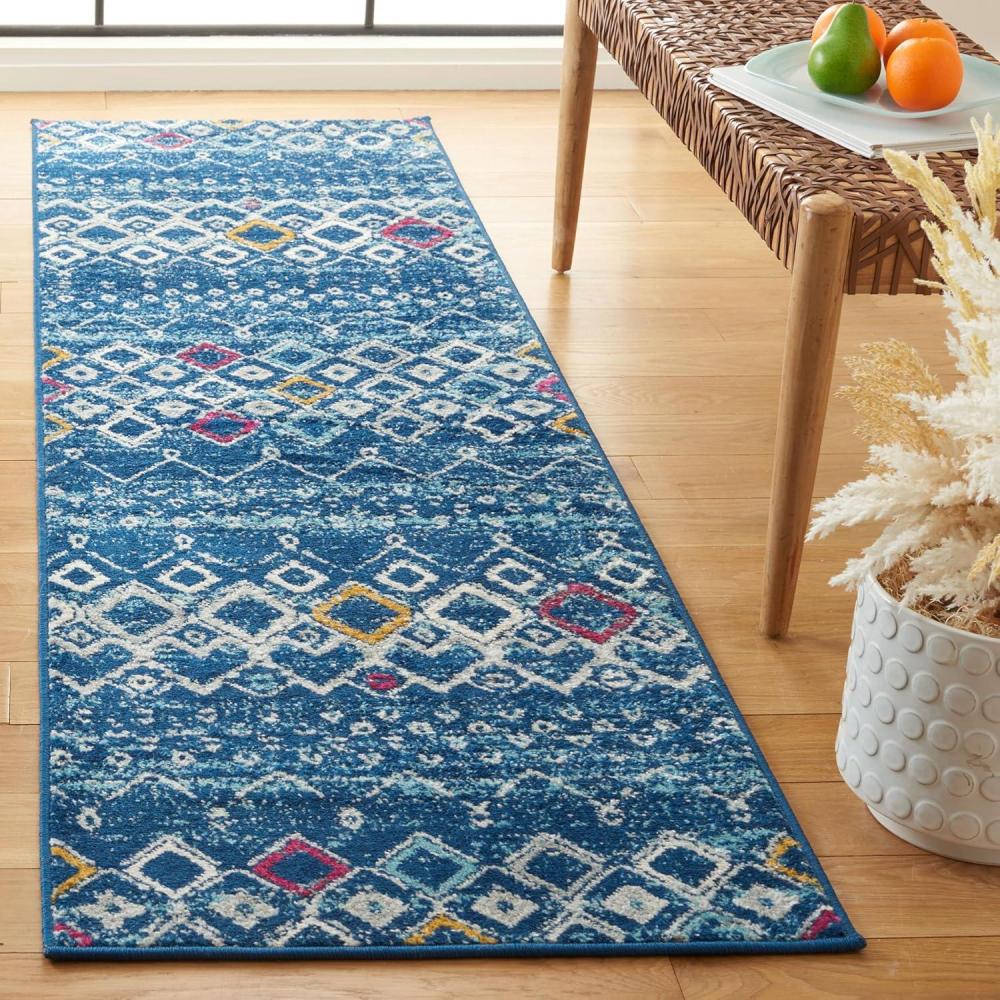 image:imageSAFAVIEH Amsterdam Collection Area Rug 8 x 10 Ivory amp Multi Moroccan Boho Design NonShedding amp Easy Care Ideal for High Traffic Areas in Living Room Bedroom AMS108KNavyTurquoise