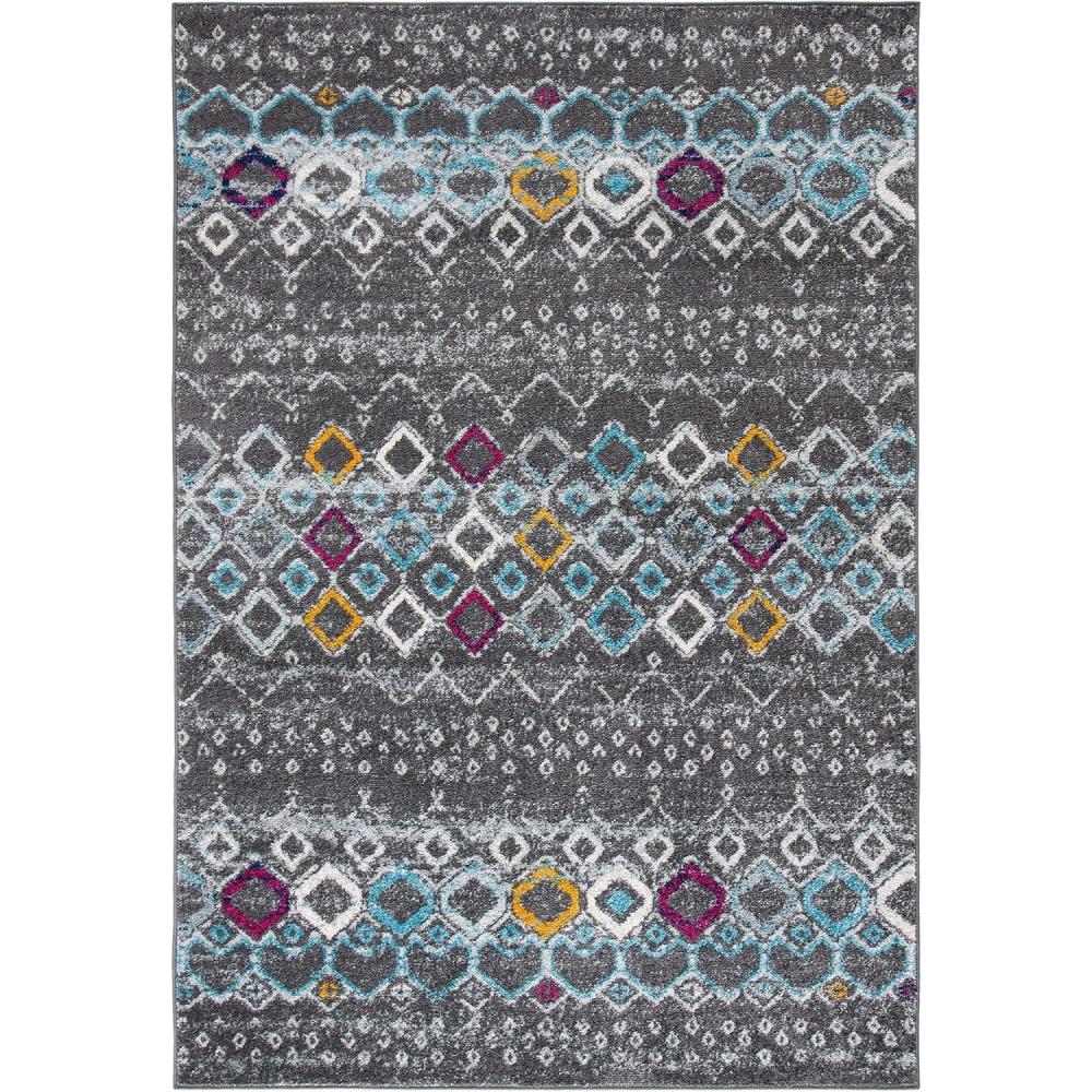 image:imageSAFAVIEH Amsterdam Collection Area Rug 8 x 10 Ivory amp Multi Moroccan Boho Design NonShedding amp Easy Care Ideal for High Traffic Areas in Living Room Bedroom AMS108KDark GreyIvory