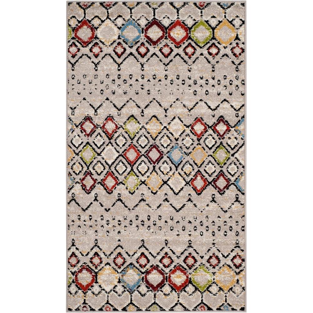 image:imageSAFAVIEH Amsterdam Collection Area Rug 8 x 10 Ivory amp Multi Moroccan Boho Design NonShedding amp Easy Care Ideal for High Traffic Areas in Living Room Bedroom AMS108KLight GreyMulti