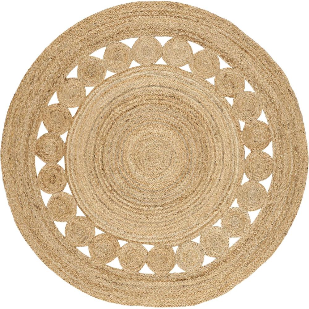 image:imageSAFAVIEH Area Rug 5 Round  Natural Fiber Collection  Ivory Handmade Jute Boho Farmhouse Braided Design NF364BNatural
