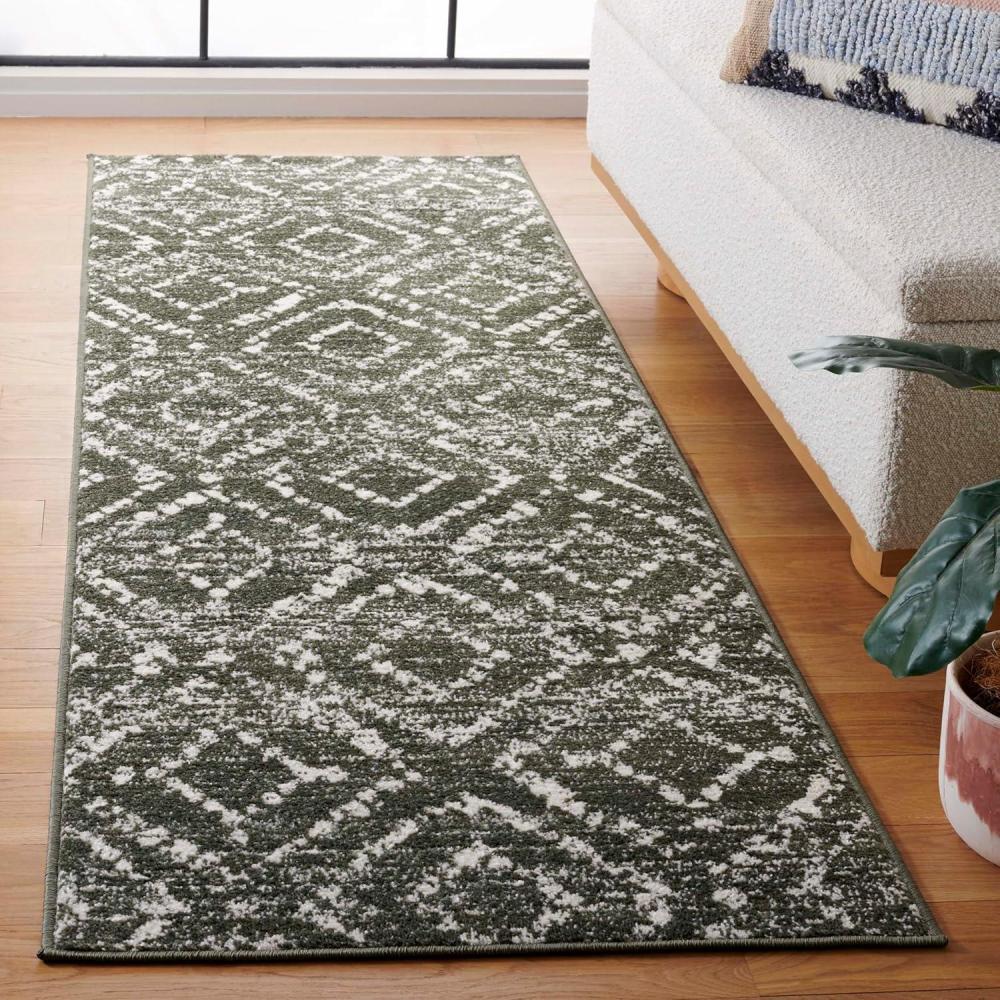 image:imageSAFAVIEH Area Rug 8x10  Adirondack Collection  Large  Ivory amp Light Blue Geometric Trellis Pattern NonShedding amp Easy Cleaning Ideal for Living Room Bedroom Office Dining Space ADR131TDark GreenIvory
