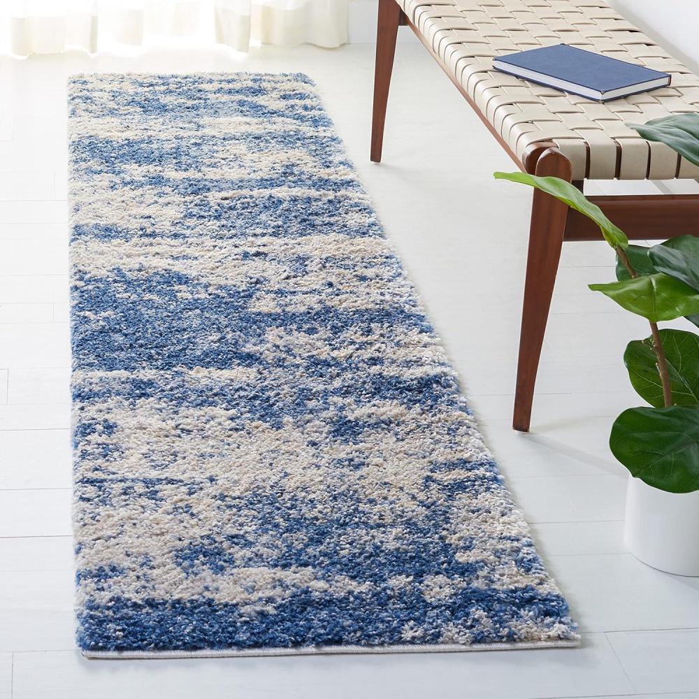 image:imageSAFAVIEH Area Rug 8x10  Berber Shag Collection  Large  Grey Blue amp Cream NonShedding amp Easy to Clean Ideal for Living Room Bedroom Dining Space BER219GBeigeBlue