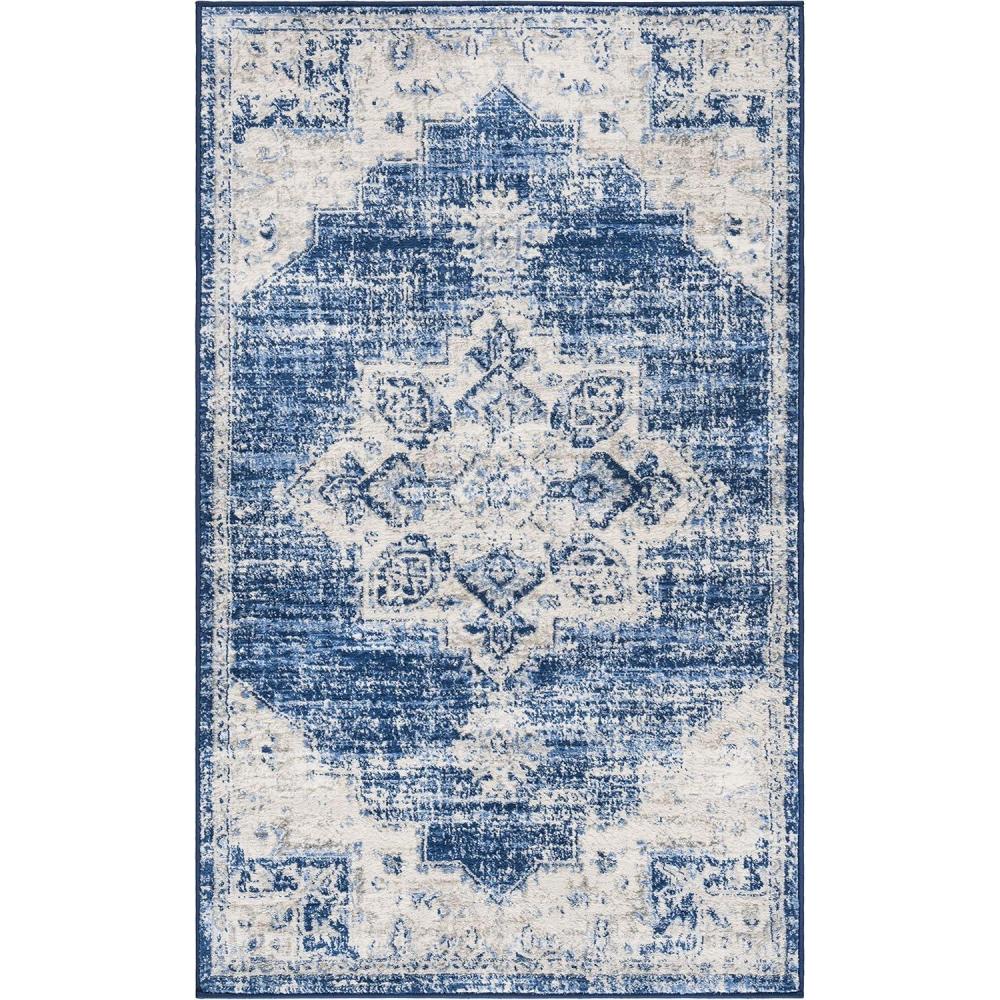 image:imageSAFAVIEH Area Rug 8x10 Brentwood Collection Large Navy amp Cream Medallion Distressed Design NonShedding amp Easy Cleaning Ideal for Living Room Bedroom Dining Space BNT865NIvoryNavy