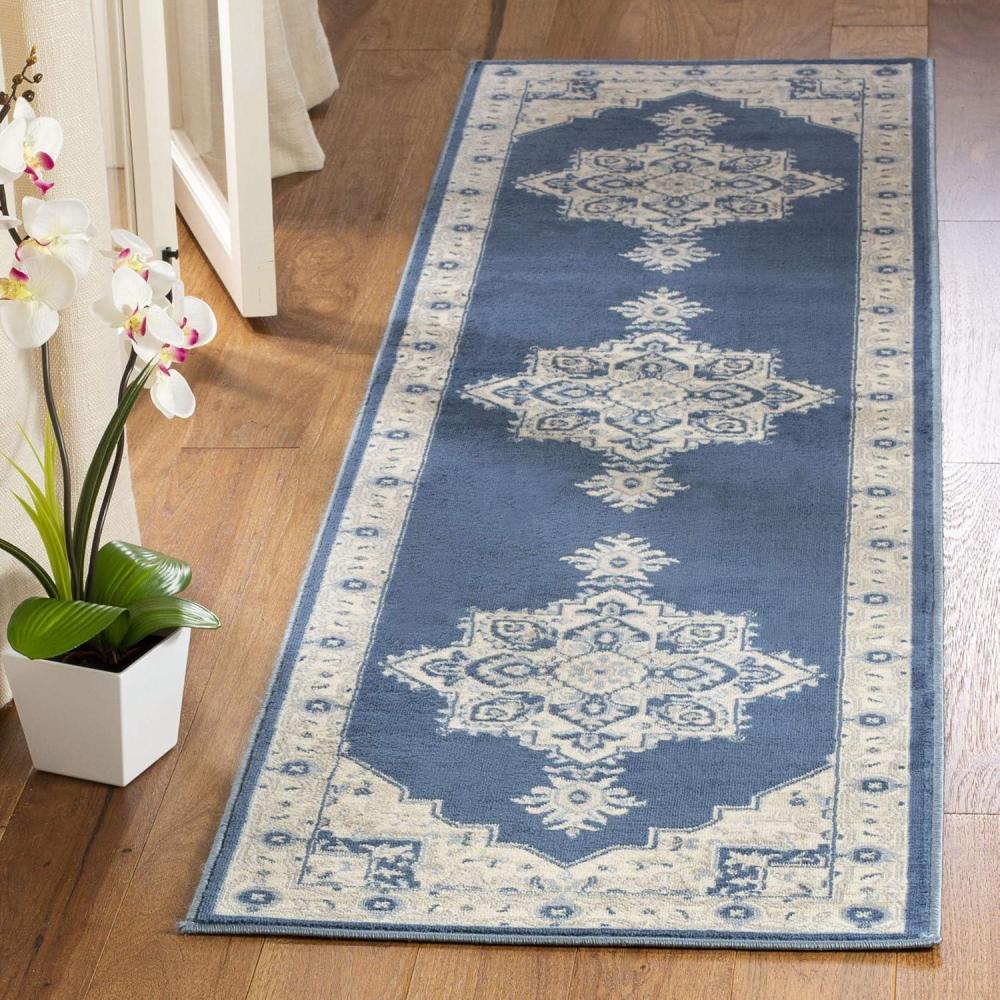 image:imageSAFAVIEH Area Rug 8x10 Brentwood Collection Large Navy amp Cream Medallion Distressed Design NonShedding amp Easy Cleaning Ideal for Living Room Bedroom Dining Space BNT865NNavyCreme