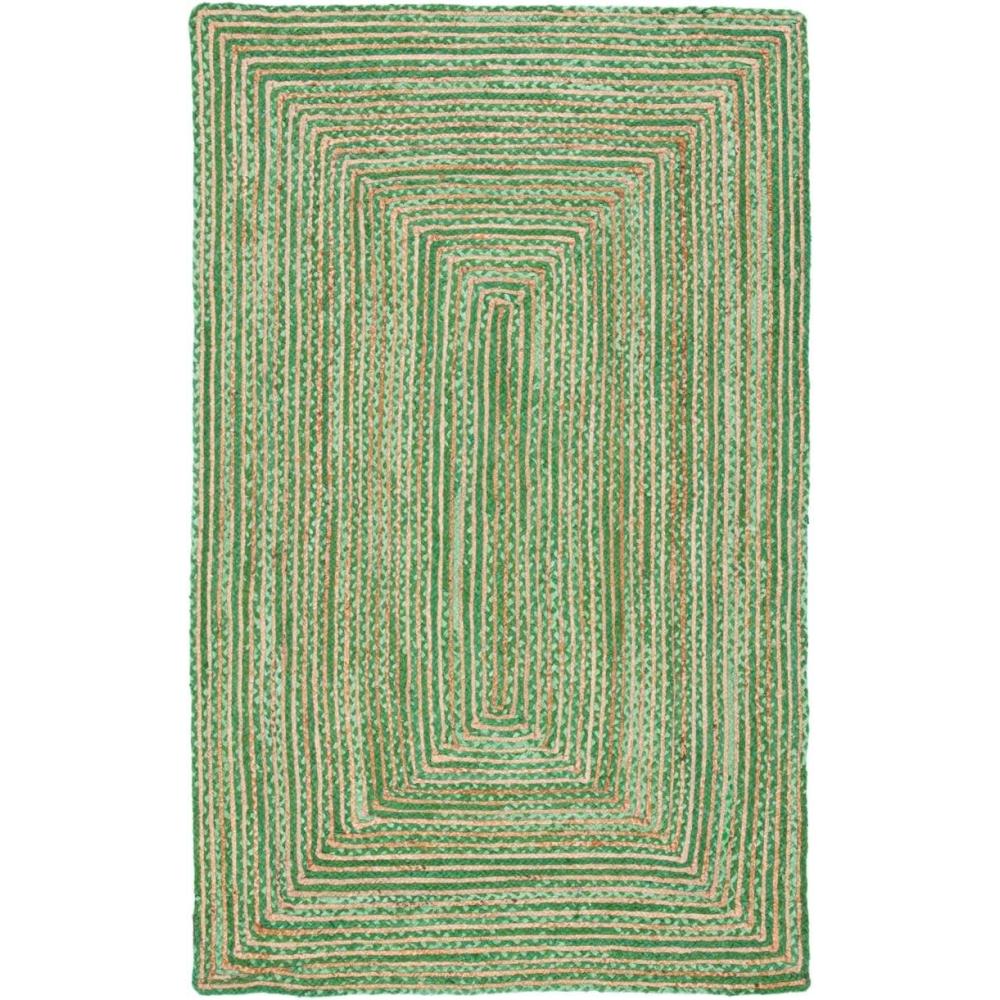 image:imageSAFAVIEH Area Rug 8x10  Cape Cod Collection  Large  Red amp Multi Handmade Jute amp Cotton Woven Braided Design CAP202AGreenNatural