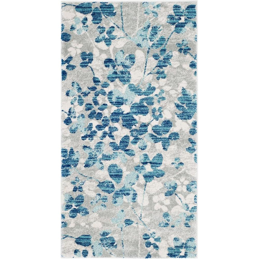 image:imageSAFAVIEH Area Rug 8x10 Evoke Collection Large Grey amp Gold Floral Design NonShedding amp Easy Cleaning Ideal for Living Room Bedroom Office Dining Space EVK236PGreyLight Blue