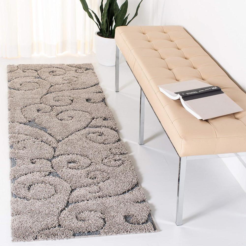 image:imageSAFAVIEH Area Rug 8x10 Florida Shag Collection Large Cream amp Blue Scroll Design NonShedding amp Easy to Clean HighLow Plush Pile Ideal for Living Room Bedroom Dining Space SG4551165GreyLight Blue