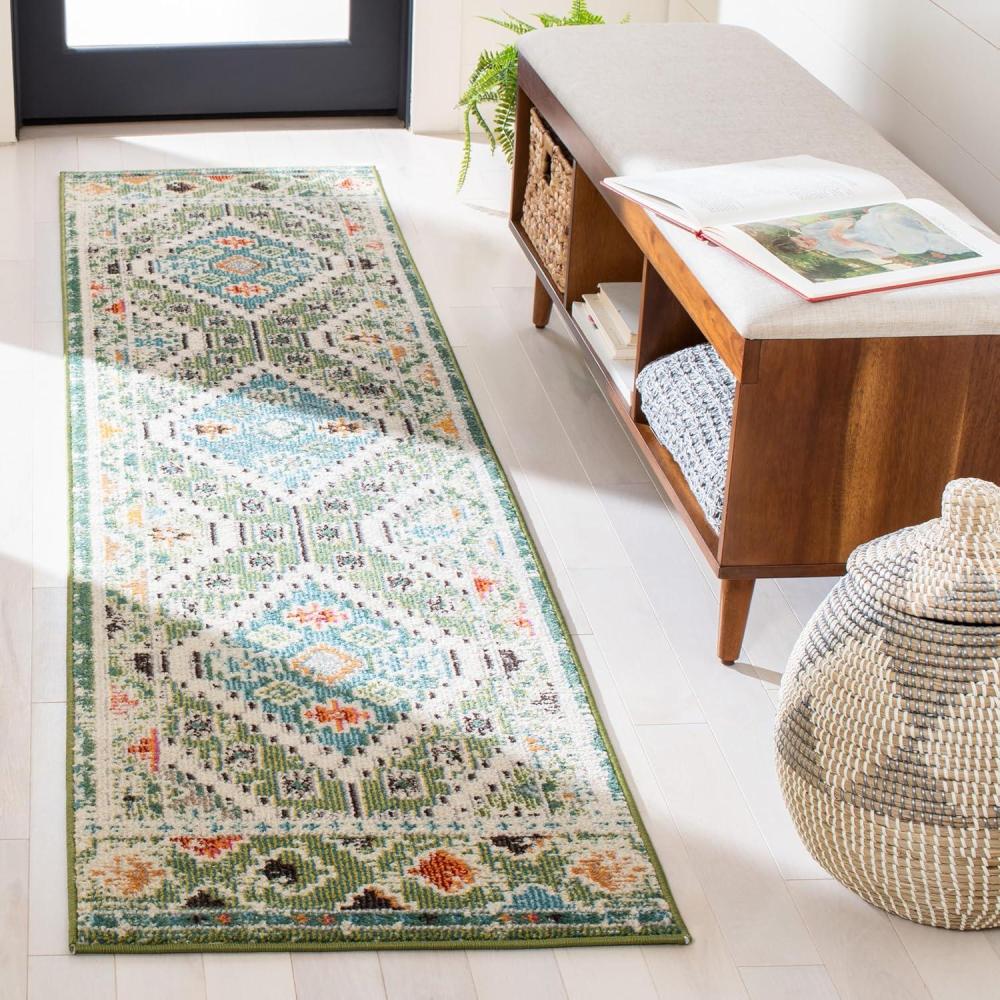 image:imageSAFAVIEH Area Rug 8x10 Madison Collection Large Black amp Yellow Boho Diamond Distressed Design NonShedding amp Easy Cleaning Ideal for Living Room Bedroom Office Dining Space MAD418ZGreenBeige