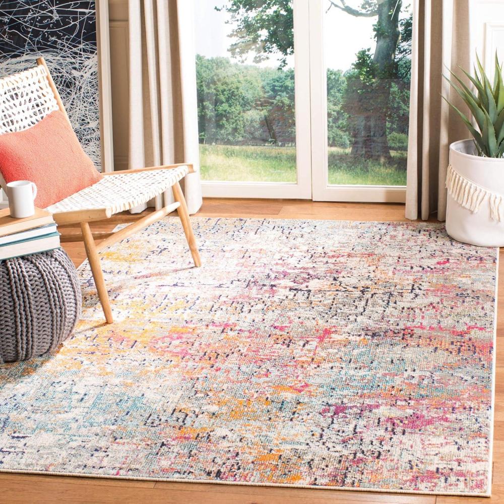 image:imageSAFAVIEH Area Rug 8x10 Madison Collection Large Grey amp Pink Modern Abstract Design NonShedding amp Easy Cleaning Ideal for Living Room Bedroom Office Dining Space MAD460AGreyPink