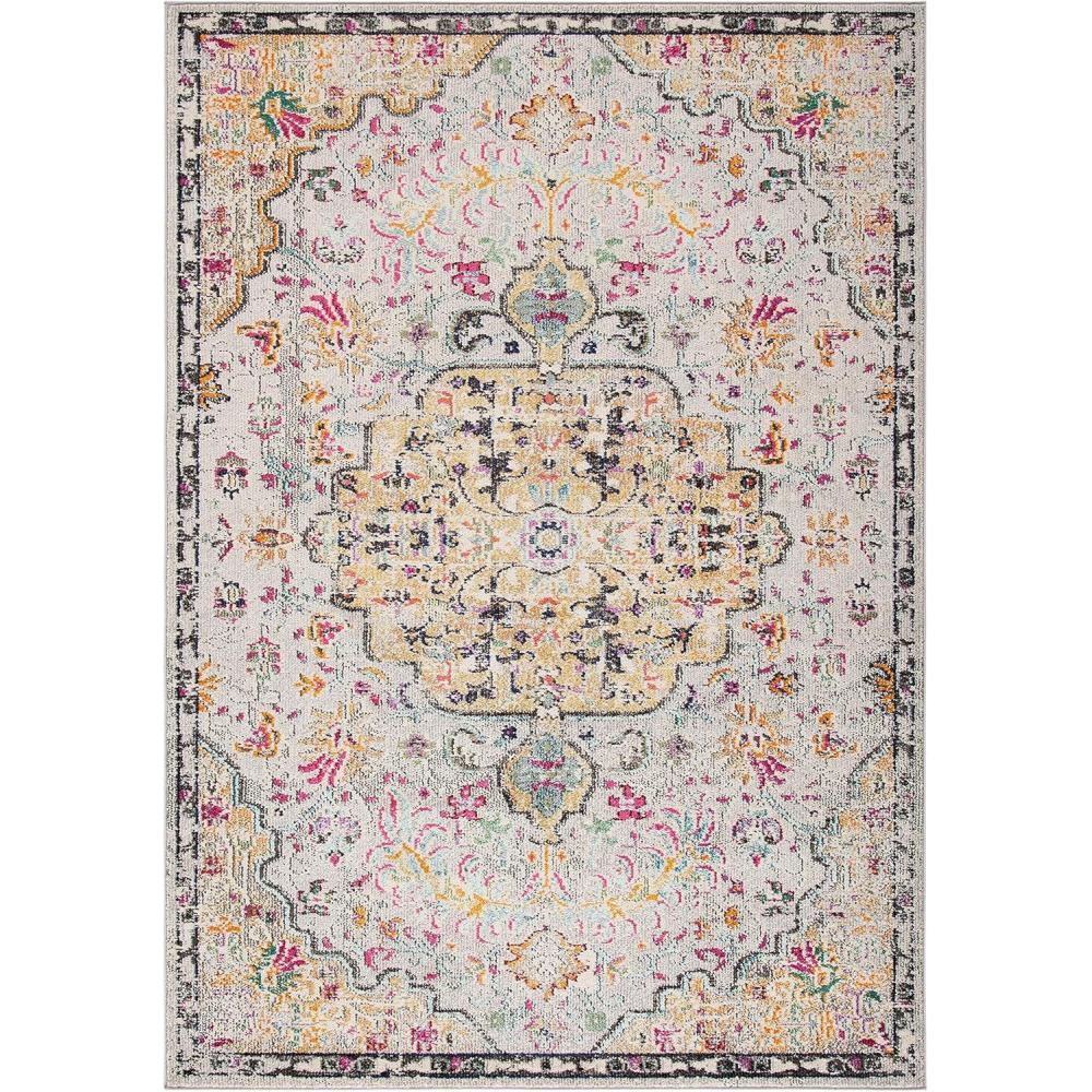 image:imageSAFAVIEH Area Rug 8x10 Madison Collection Large Ivory amp Orange Boho Chic Medallion Distressed Design NonShedding amp Easy Cleaning Ideal for Living Room Bedroom Dining Space MAD447AGreyGold