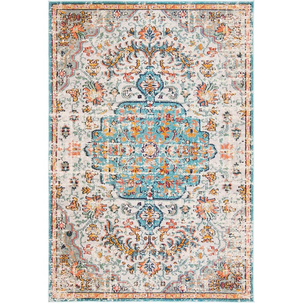 image:imageSAFAVIEH Area Rug 8x10 Madison Collection Large Ivory amp Orange Boho Chic Medallion Distressed Design NonShedding amp Easy Cleaning Ideal for Living Room Bedroom Dining Space MAD447AGreyLight Blue