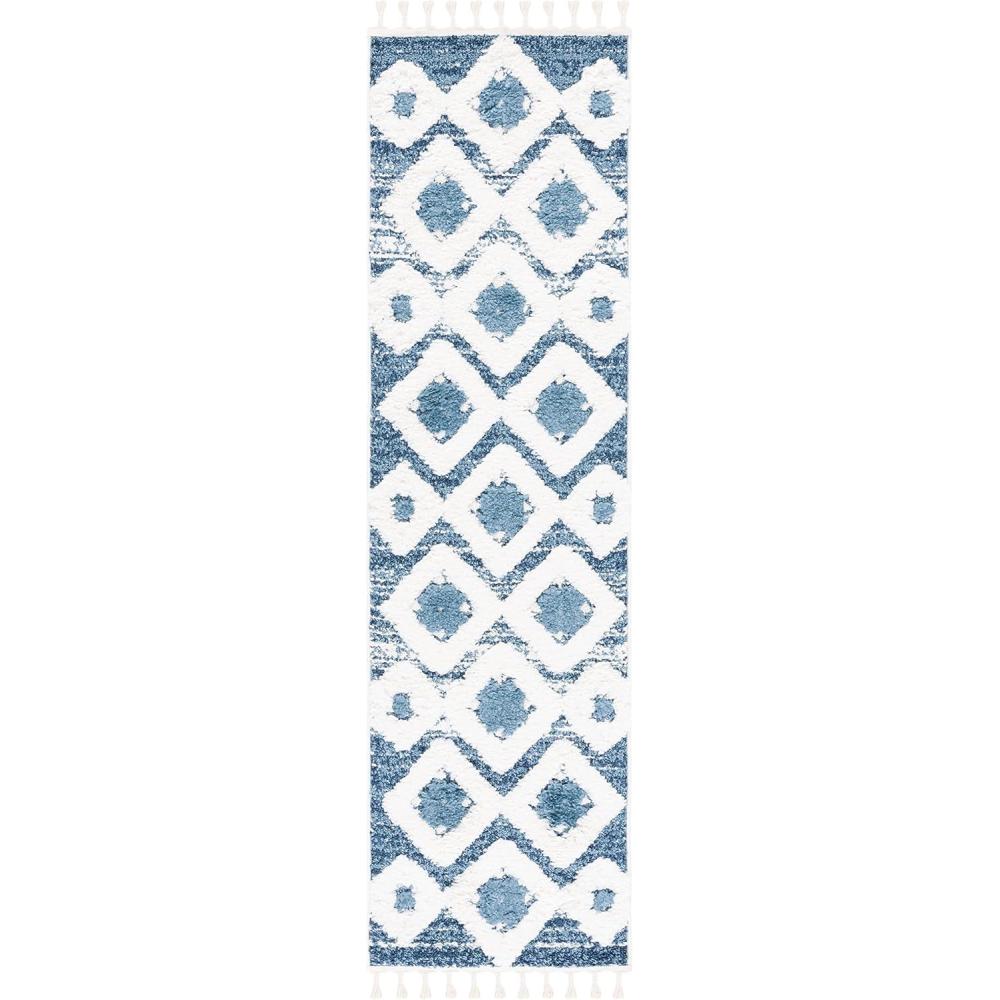 image:imageSAFAVIEH Area Rug 8x10 Moroccan Tassel Shag Collection Large Grey amp Ivory Boho Design NonShedding amp Easy Cleaning Plush Pile Ideal for Living Room Bedroom Dining Space MTS664GBlueIvory