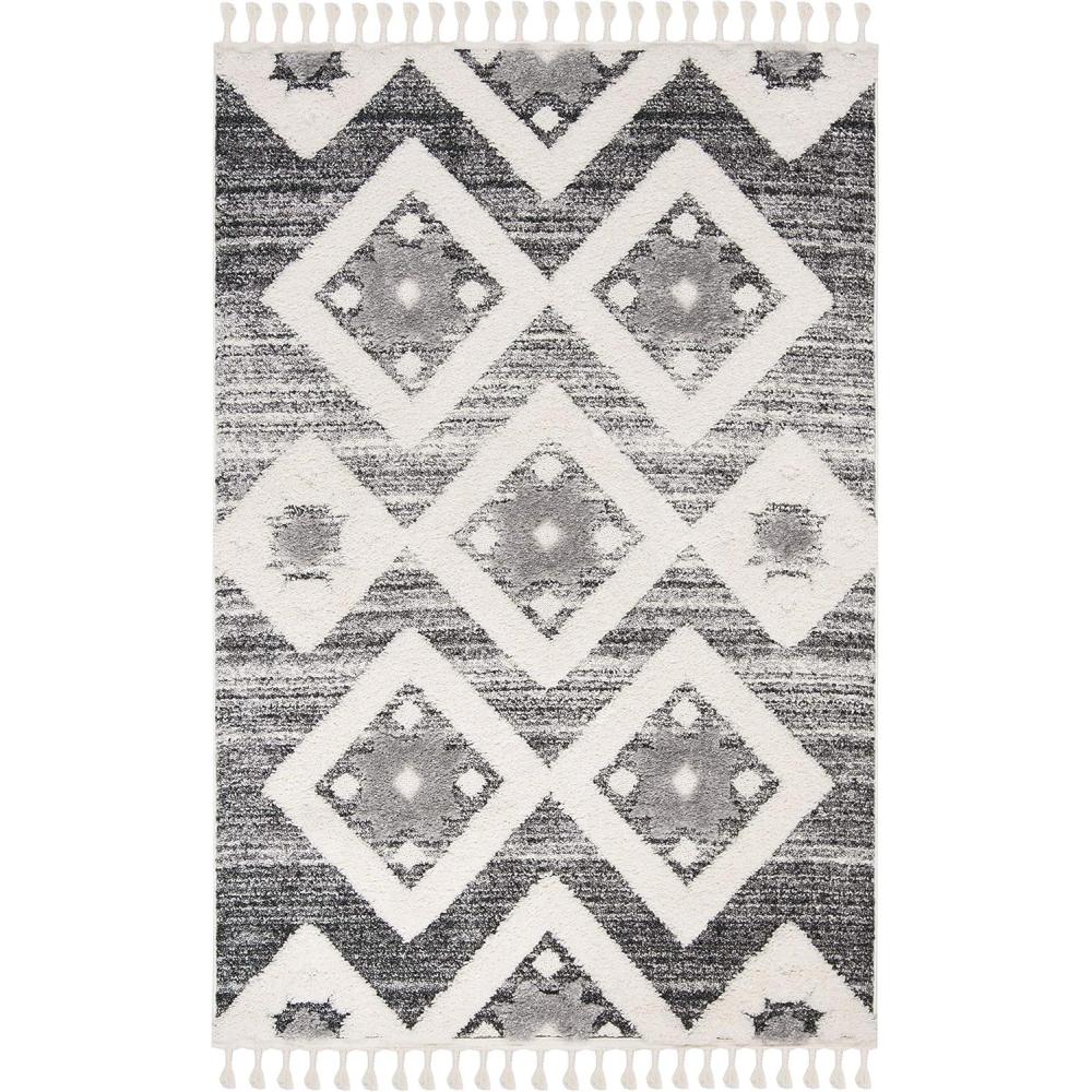 image:imageSAFAVIEH Area Rug 8x10 Moroccan Tassel Shag Collection Large Grey amp Ivory Boho Design NonShedding amp Easy Cleaning Plush Pile Ideal for Living Room Bedroom Dining Space MTS664GGreyIvory