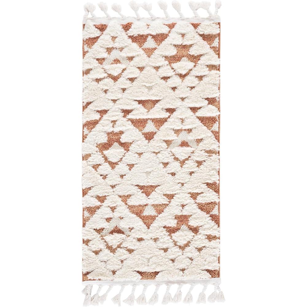 image:imageSAFAVIEH Area Rug 8x10 Moroccan Tassel Shag Collection Large Ivory amp Brown NonShedding amp Easy to Clean Plush HighLow Texture Ideal for Living Room Bedroom Dining Space MTS688AIvoryBrick Rust