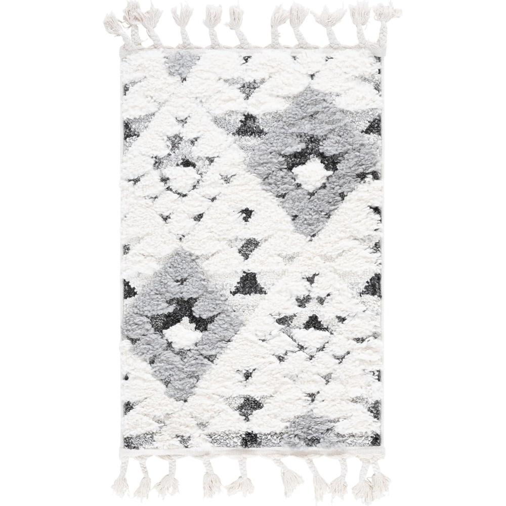 image:imageSAFAVIEH Area Rug 8x10  Moroccan Tassel Shag Collection  Large  Ivory amp Brown NonShedding amp Easy to Clean Plush HighLow Texture Ideal for Living Room Bedroom Dining Space MTS688AIvoryGrey