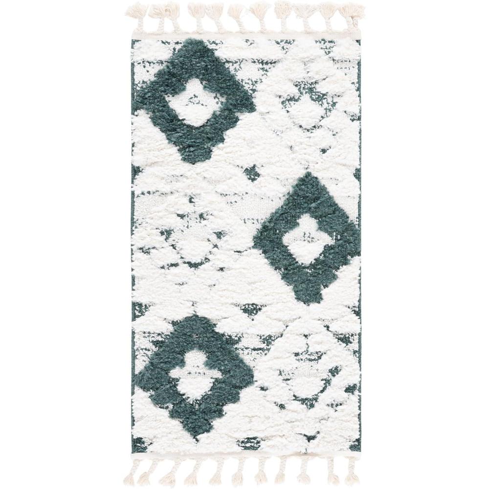 image:imageSAFAVIEH Area Rug 8x10 Moroccan Tassel Shag Collection Large Ivory amp Brown NonShedding amp Easy to Clean Plush HighLow Texture Ideal for Living Room Bedroom Dining Space MTS688AGreenIvory