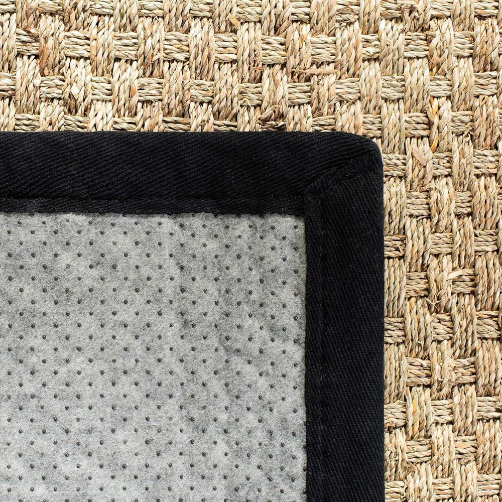 image:imageSAFAVIEH Area Rug 8x10 Natural Fiber Collection Large Natural amp Beige Seagrass Basketweave Pattern NF114ANaturalBlack