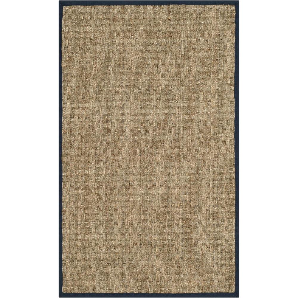 image:imageSAFAVIEH Area Rug 8x10 Natural Fiber Collection Large Natural amp Beige Seagrass Basketweave Pattern NF114ANaturalNavy Blue