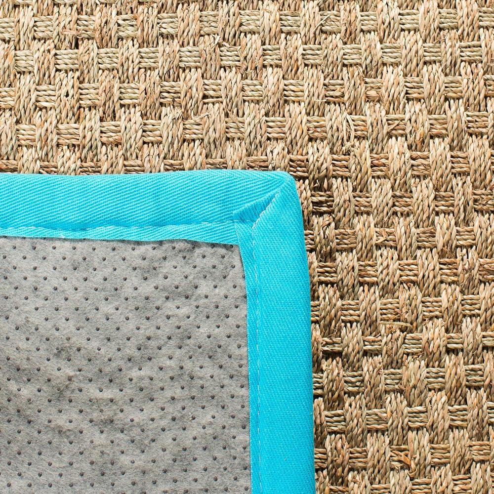 image:imageSAFAVIEH Area Rug 8x10 Natural Fiber Collection Large Natural amp Beige Seagrass Basketweave Pattern NF114ANaturalTurquoise