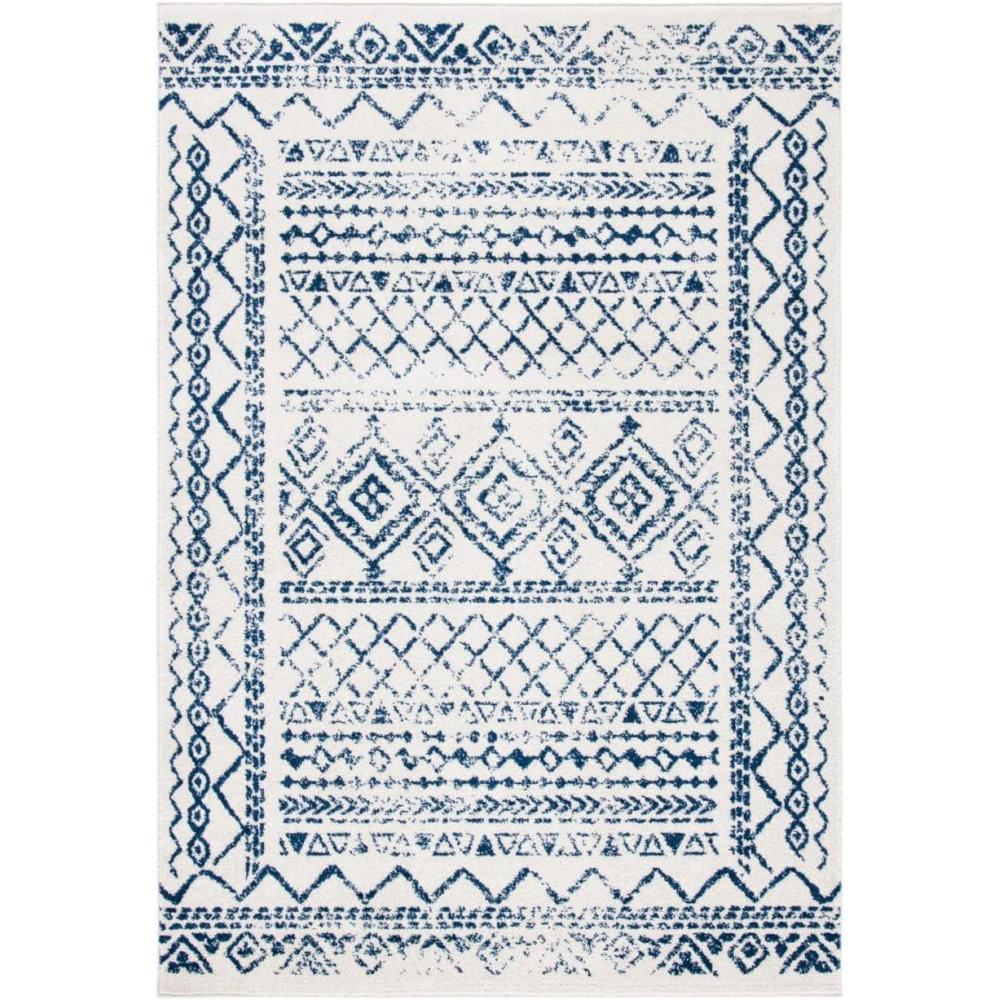 image:imageSAFAVIEH Area Rug 8x10  Tulum Collection  Large  Ivory amp Black Moroccan Boho Distressed Design NonShedding amp Easy to Clean Ideal for Living Room Bedroom Dining Space TUL268DIvoryNavy