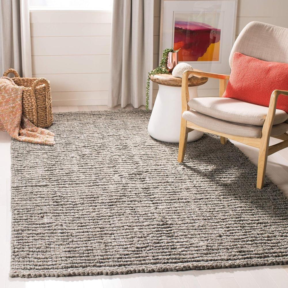 image:imageSAFAVIEH Area Rug 9x12 Natural Fiber Collection Large Natural Brown Handmade Jute Farmhouse Style Chunky Textured Thick Pile NF447ALight Grey