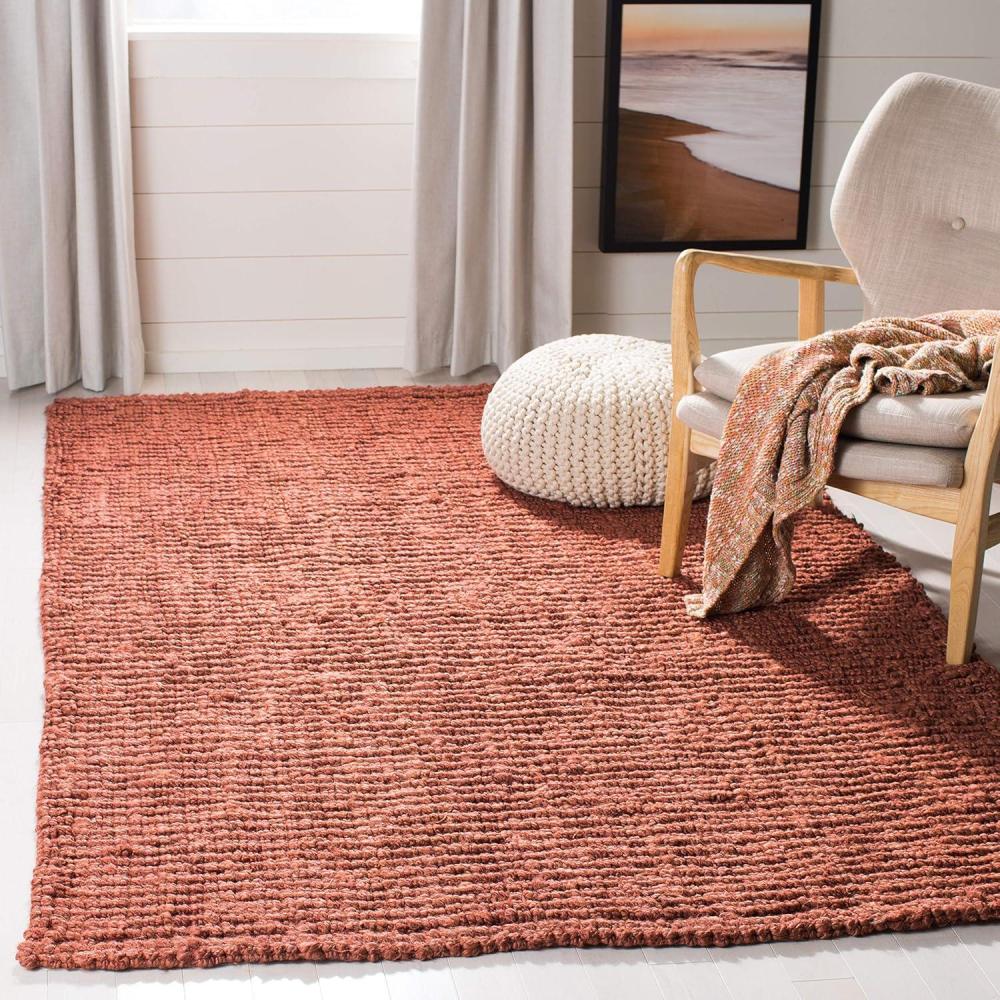 image:imageSAFAVIEH Area Rug 9x12 Natural Fiber Collection Large Natural Brown Handmade Jute Farmhouse Style Chunky Textured Thick Pile NF447ARust