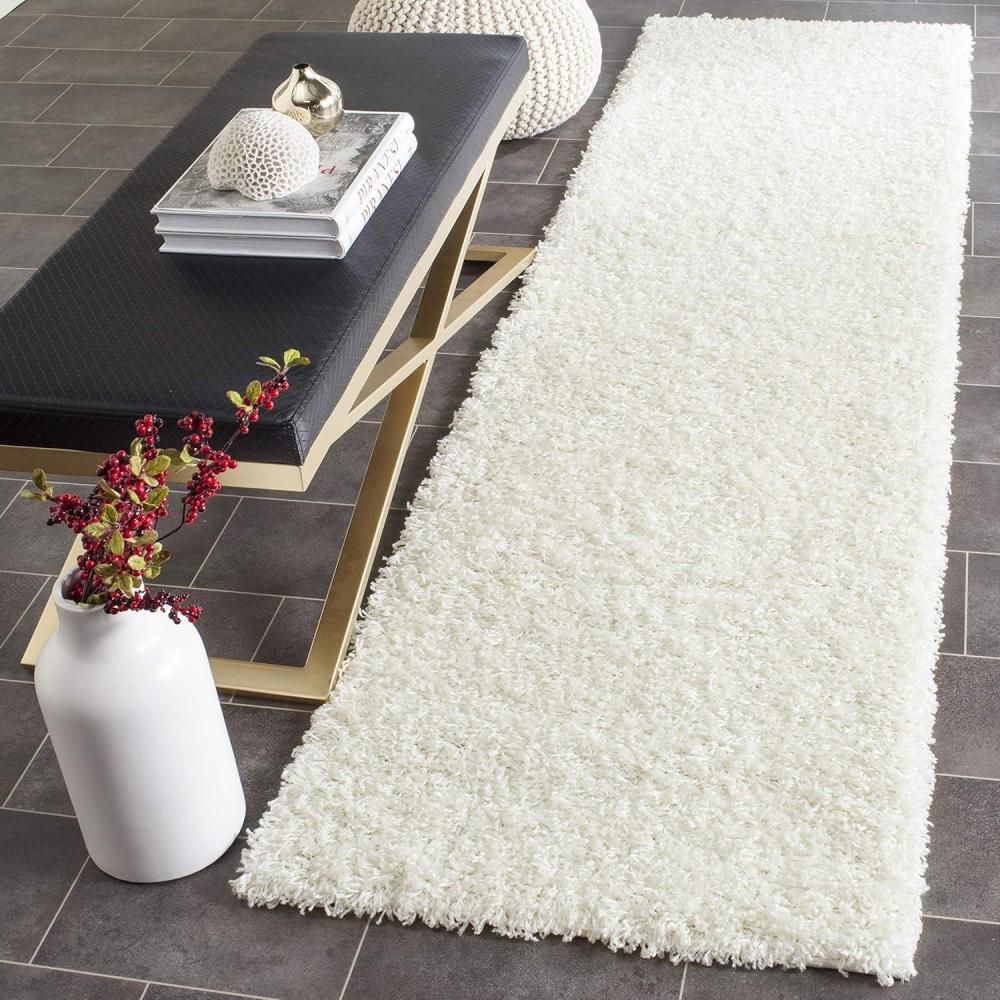 image:imageSAFAVIEH Athens Shag Collection Area Rug  51 x 76 Dark Grey NonShedding amp Easy to Clean Ideal for Living Room Bedroom Dining Space SGA119COff White