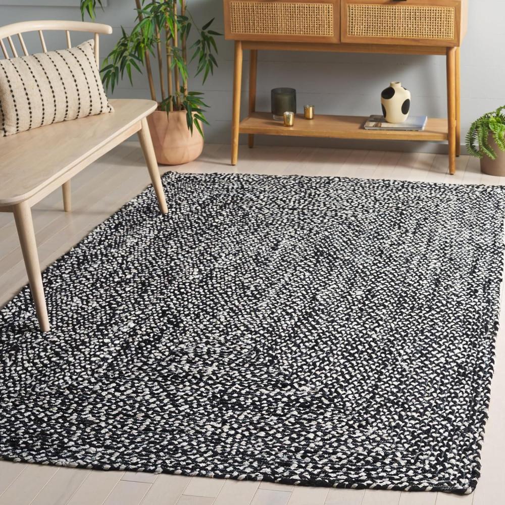 image:imageSAFAVIEH Braided Collection Accent Rug 3 x 5 Red amp Multi Handmade Woven Cotton Boho Reversible Style Ideal for Living Room Bedroom BRD210ABlackIvory