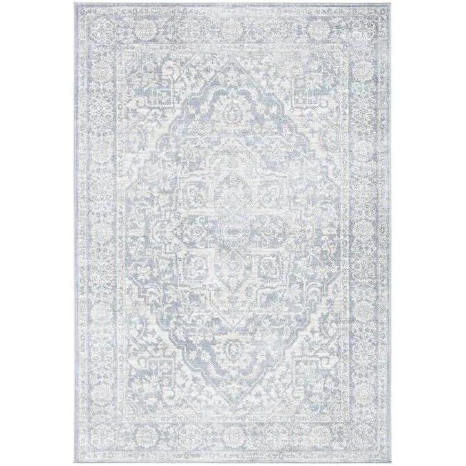 image:imageSAFAVIEH Brentwood Collection Area Rug 8 x 10 Navy amp Light Grey Medallion Distressed Design NonShedding amp Easy Care Ideal for High Traffic Areas in Living Room Bedroom BNT832MLight GreyIvory