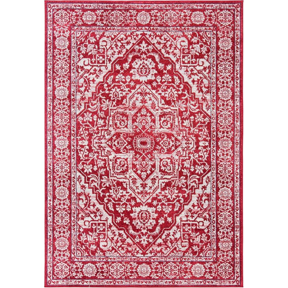 image:imageSAFAVIEH Brentwood Collection Area Rug 8 x 10 Navy amp Light Grey Medallion Distressed Design NonShedding amp Easy Care Ideal for High Traffic Areas in Living Room Bedroom BNT832MRedIvory