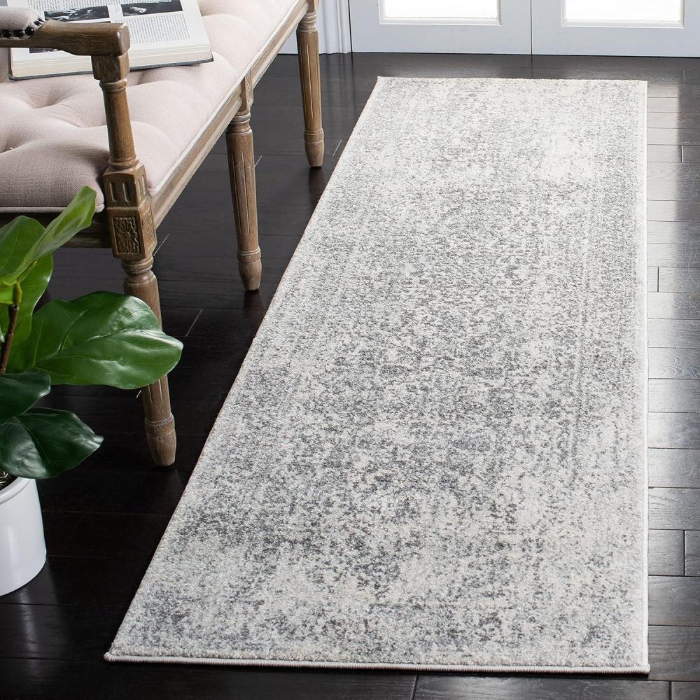 image:imageSAFAVIEH Evoke Collection Area Rug 51 x 76 Blue amp Ivory Distressed Design NonShedding amp Easy to Clean Ideal for Living Room Bedroom Dining Space EVK256CIvoryGrey
