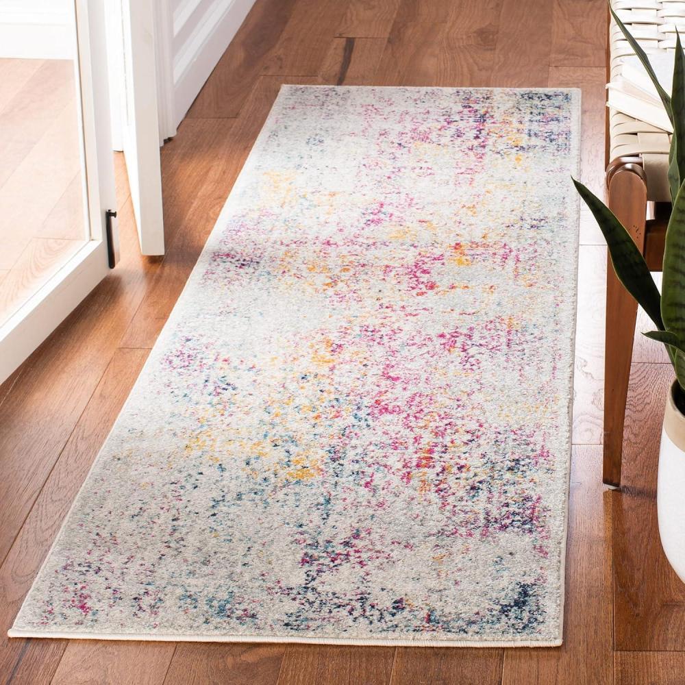 image:imageSAFAVIEH Evoke Collection Area Rug 51 x 76 Blue amp Ivory Distressed Design NonShedding amp Easy to Clean Ideal for Living Room Bedroom Dining Space EVK256CIvoryFuchsia