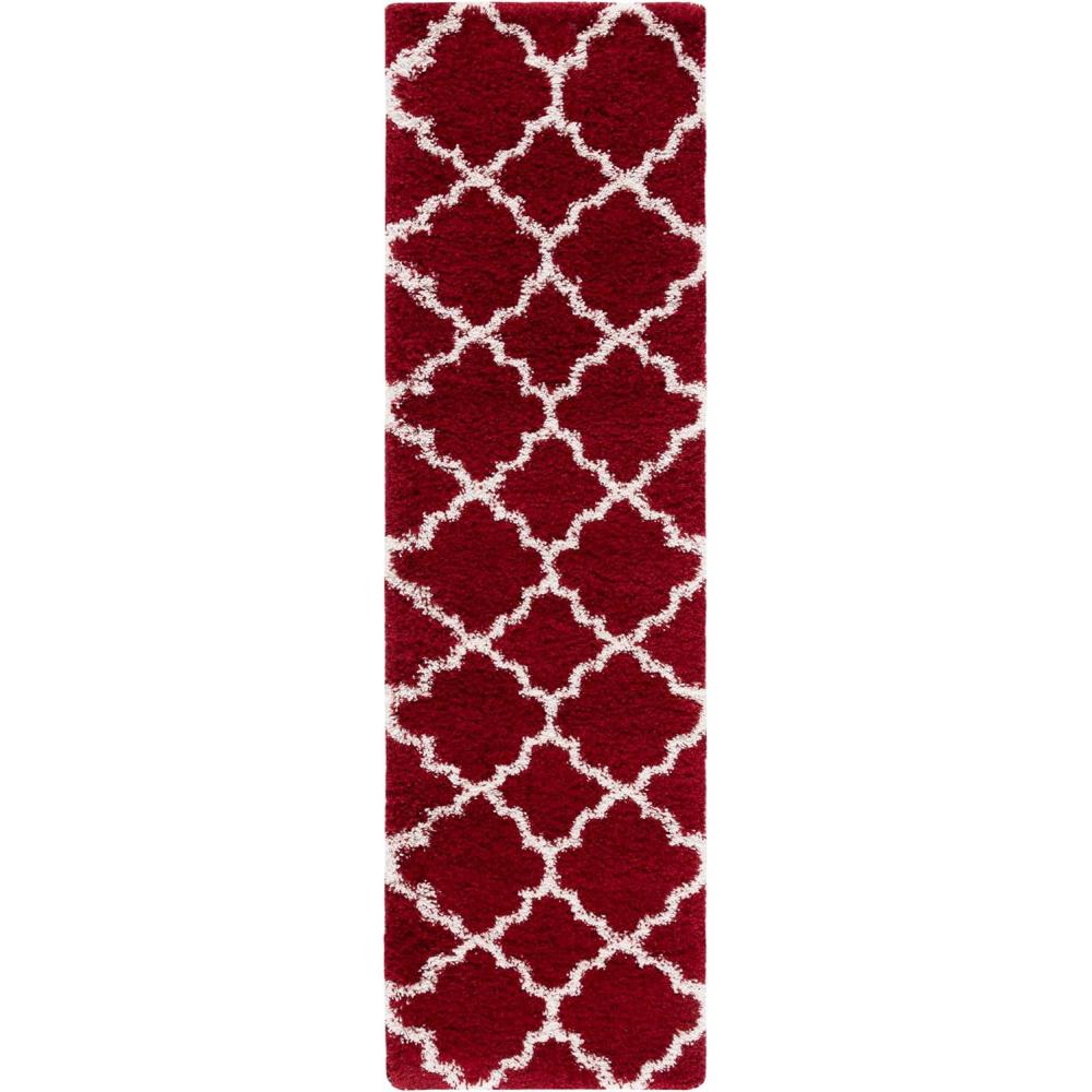 image:imageSAFAVIEH Hudson Shag Collection Area Rug 53 x 76 Grey amp Ivory Moroccan Trellis Design NonShedding amp Easy Care 2inch Thick Ideal for High Traffic Areas in Living Room Bedroom SGH282BRedIvory