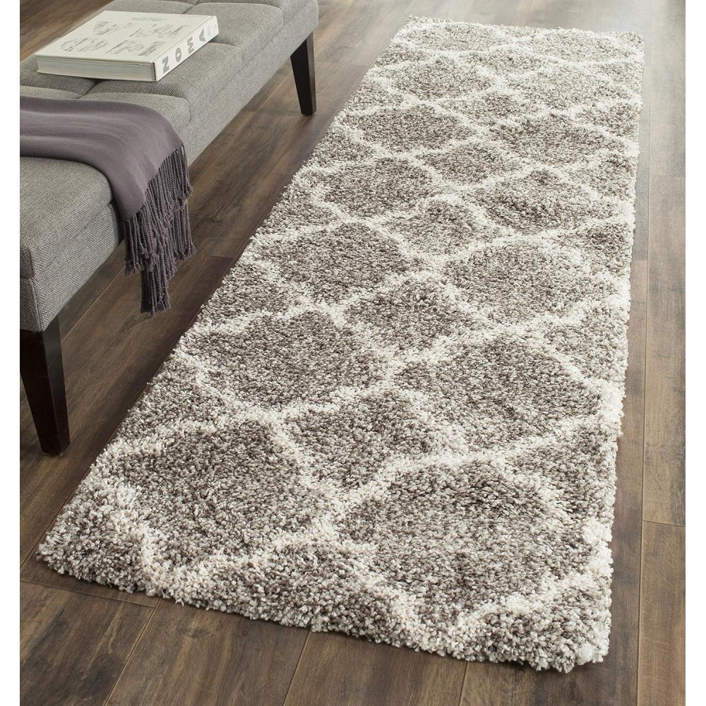 image:imageSAFAVIEH Hudson Shag Collection Area Rug 53 x 76 Grey amp Ivory Moroccan Trellis Design NonShedding amp Easy Care 2inch Thick Ideal for High Traffic Areas in Living Room Bedroom SGH282BGreyIvory