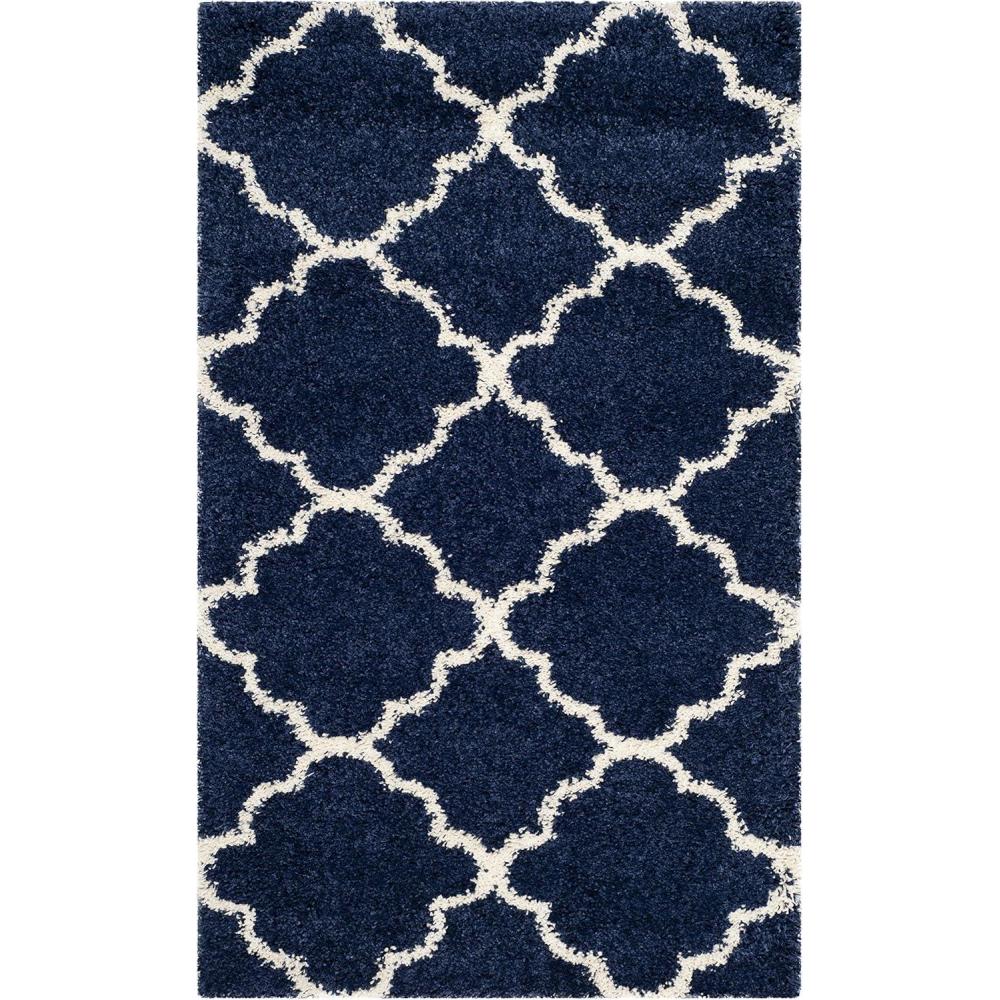 image:imageSAFAVIEH Hudson Shag Collection Area Rug 53 x 76 Grey amp Ivory Moroccan Trellis Design NonShedding amp Easy Care 2inch Thick Ideal for High Traffic Areas in Living Room Bedroom SGH282BNavyIvory