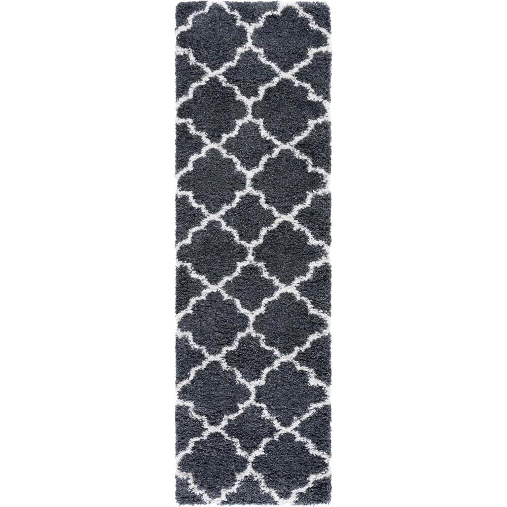 image:imageSAFAVIEH Hudson Shag Collection Area Rug 53 x 76 Grey amp Ivory Moroccan Trellis Design NonShedding amp Easy Care 2inch Thick Ideal for High Traffic Areas in Living Room Bedroom SGH282BDark GreyIvory