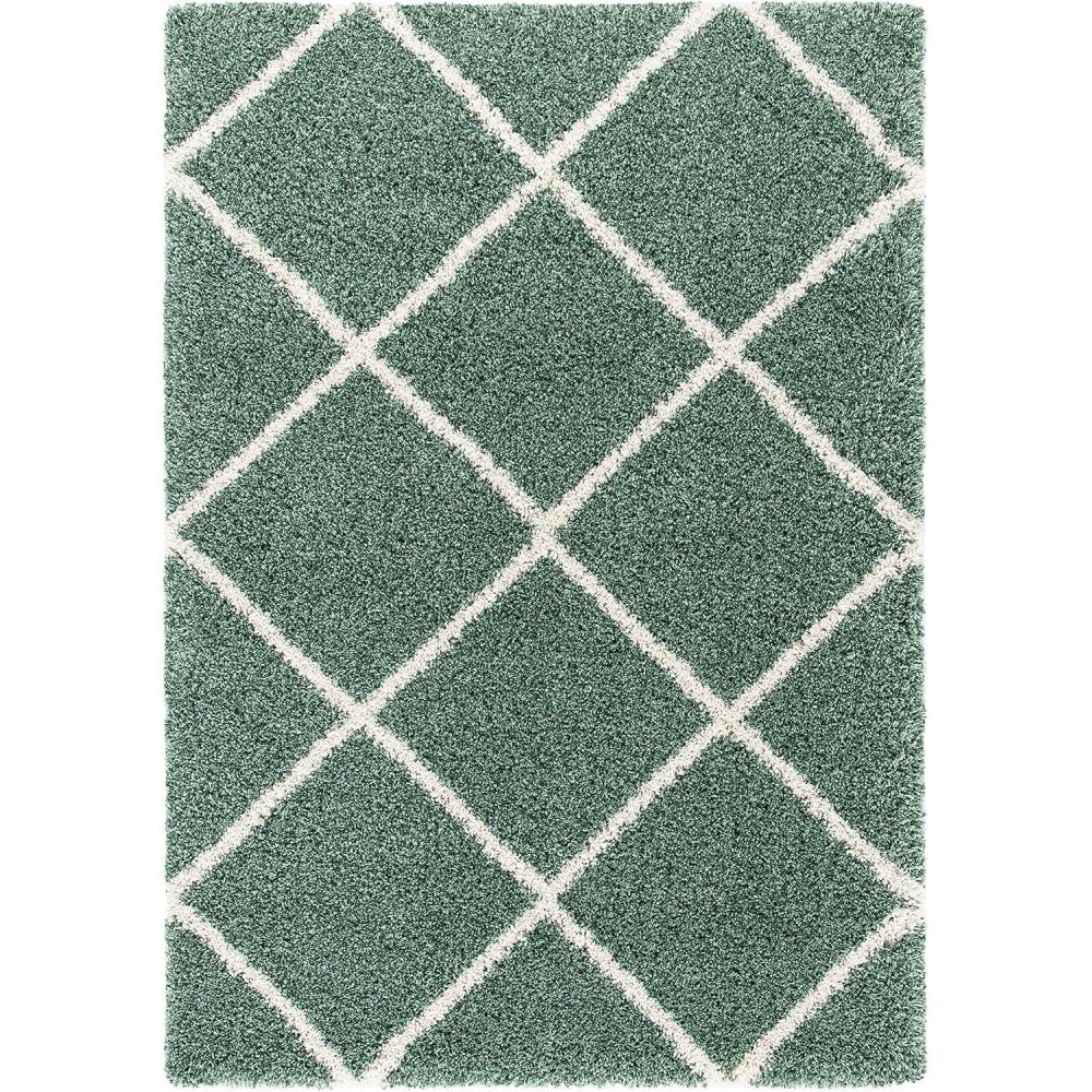 image:imageSAFAVIEH Hudson Shag Collection Area Rug 53 x 76 Ivory amp Grey Modern Trellis Design NonShedding amp Easy Care 2inch Thick Ideal for High Traffic Areas in Living Room Bedroom SGH281AGreenIvory