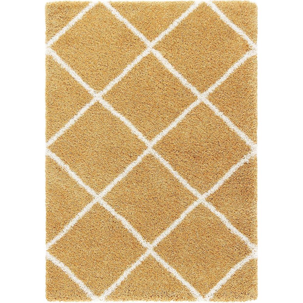 image:imageSAFAVIEH Hudson Shag Collection Area Rug 53 x 76 Ivory amp Grey Modern Trellis Design NonShedding amp Easy Care 2inch Thick Ideal for High Traffic Areas in Living Room Bedroom SGH281AGoldIvory