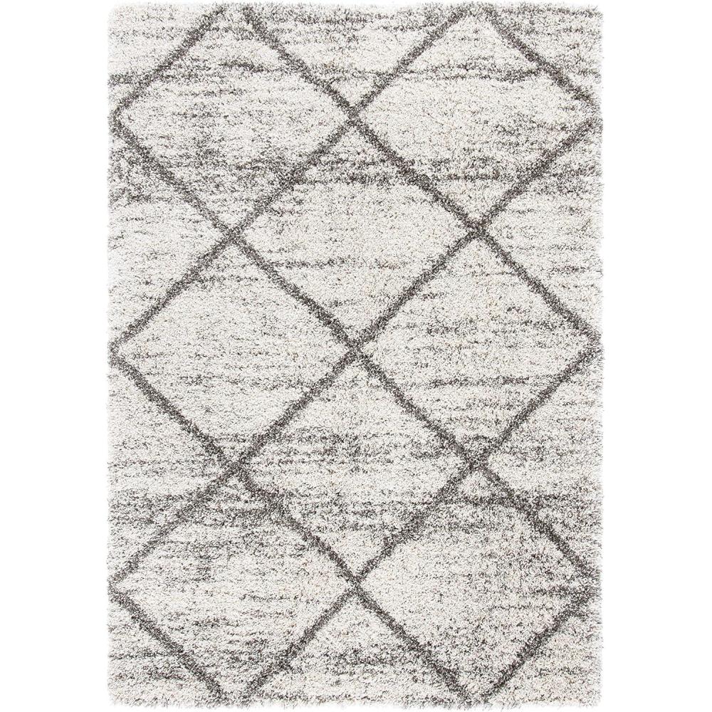 image:imageSAFAVIEH Hudson Shag Collection Area Rug 53 x 76 Ivory amp Grey Modern Trellis Design NonShedding amp Easy Care 2inch Thick Ideal for High Traffic Areas in Living Room Bedroom SGH281AGreyBeige
