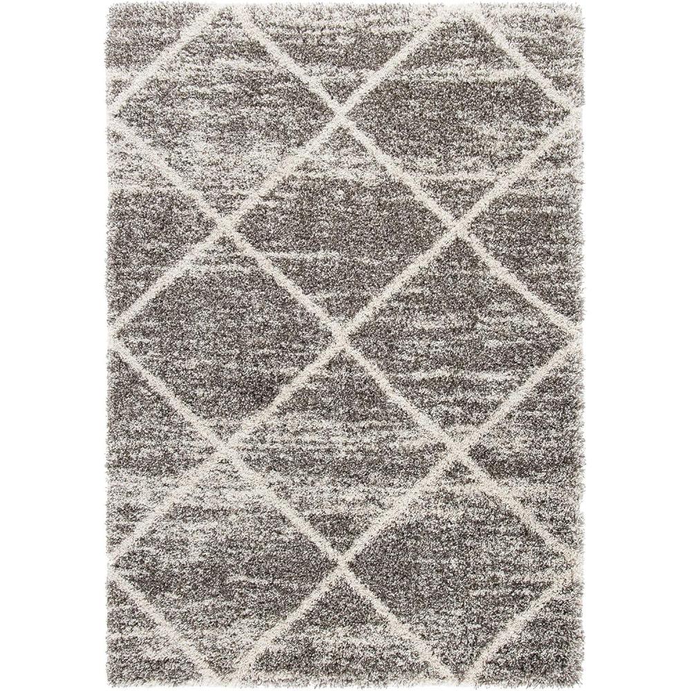 image:imageSAFAVIEH Hudson Shag Collection Area Rug 53 x 76 Ivory amp Grey Modern Trellis Design NonShedding amp Easy Care 2inch Thick Ideal for High Traffic Areas in Living Room Bedroom SGH281ADistressed GreyIvory
