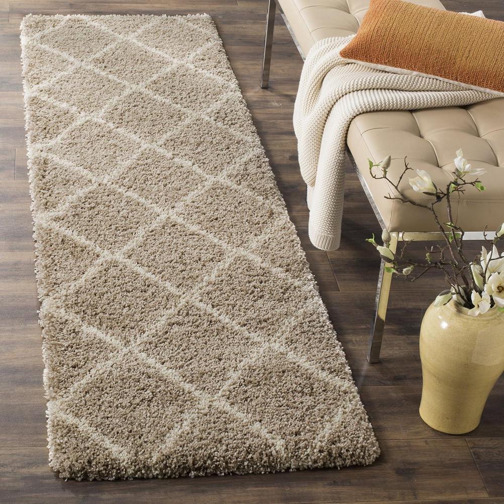 image:imageSAFAVIEH Hudson Shag Collection Area Rug 53 x 76 Ivory amp Grey Modern Trellis Design NonShedding amp Easy Care 2inch Thick Ideal for High Traffic Areas in Living Room Bedroom SGH281ABeigeIvory