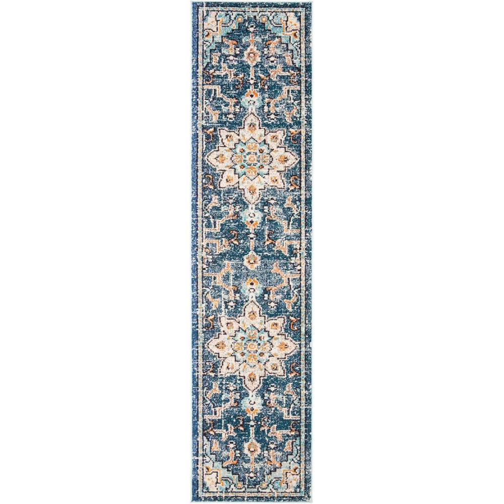 image:imageSAFAVIEH Madison Collection Area Rug 67 Square Cream amp Blue Boho Chic Distressed Medallion Design NonShedding amp Easy to Clean Ideal for Living Room Bedroom Dining Space MAD473BBlueLight Blue